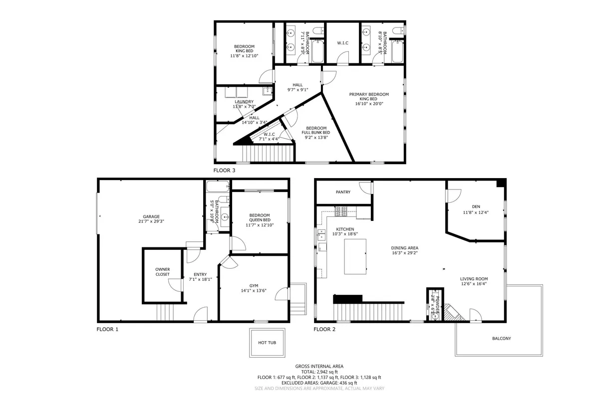 This wide interior shot captures the open-concept living, dining, and kitchen area, flowing seamlessly together and flooded with natural light from expansive windows. Plush sofas invite relaxation near a cozy gas fireplace, while the kitchen features stainless steel appliances and a granite breakfast bar. The balcony and river views in the background add a serene, inviting atmosphere.